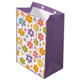 Bolsa De Regalo Mediana Groovy Flower Power (Púrpura)