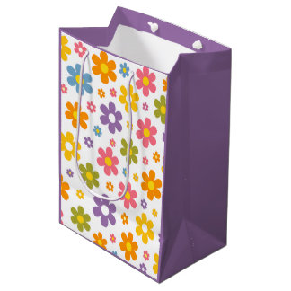 Bolsa De Regalo Mediana Groovy Flower Power (Púrpura)