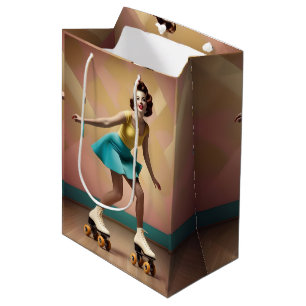 Bolsa De Regalo Mediana "Groovy Glide: Ritmos Retro en Ruedas de Patinaje"
