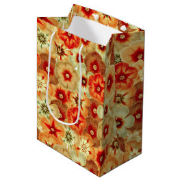 Bolsa De Regalo Mediana Groovy Retro Naranja Hippie FlowPattern
