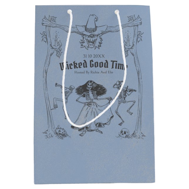 Bolsa De Regalo Mediana Grunge Retro Black Halloween Party (Anverso)