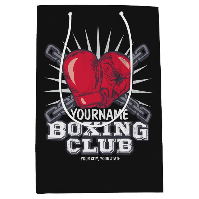 Bolsa De Regalo Mediana Guantes de Boxeo Personalizados Luchador Campeón B (Anverso)
