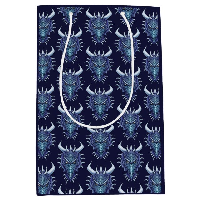 Bolsa De Regalo Mediana Guay Dragon Head Blue Fantasy DND Nombre (Anverso)