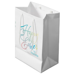 Bolsa De Regalo Mediana Guión de gradiente Happy Easter creado a mano