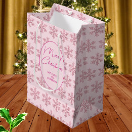 Bolsa De Regalo Mediana Guión de Navidades del patrón de glam rosado de co