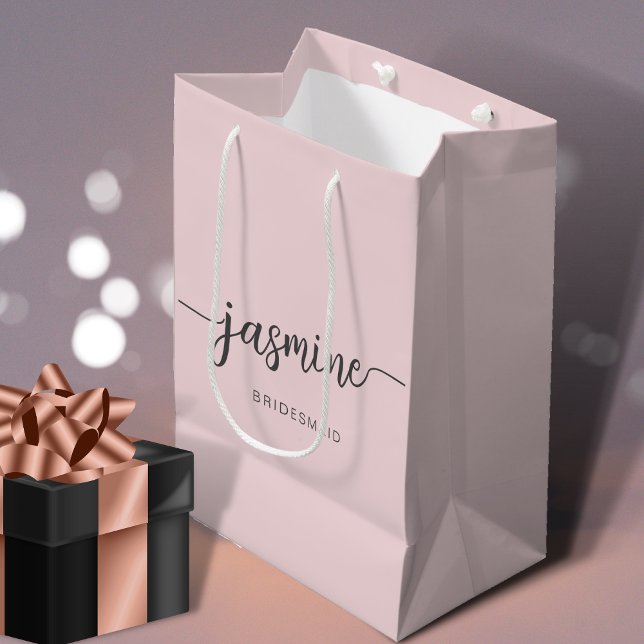 Bolsa De Regalo Mediana Guión giratorio simple monograma simple rosado de  (Subido por el creador)