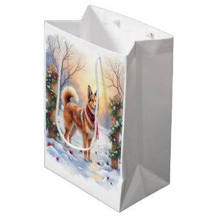 Bolsa De Regalo Mediana Guirnalda de Navidad del Tervuren Belga al aguarel