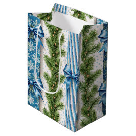 BOLSA DE REGALO MEDIANA GUIRNALDA DE SIEMPREVERDE AZUL PARA FIESTAS NAVIDE