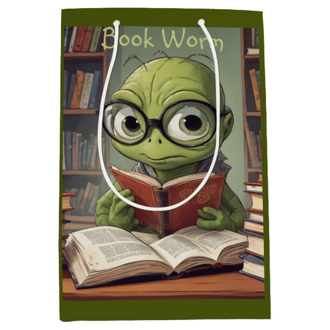 Bolsa De Regalo Mediana Gusano de libro (Anverso)