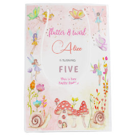 Bolsa De Regalo Mediana Hadas de huerto acuarela cumpleaños