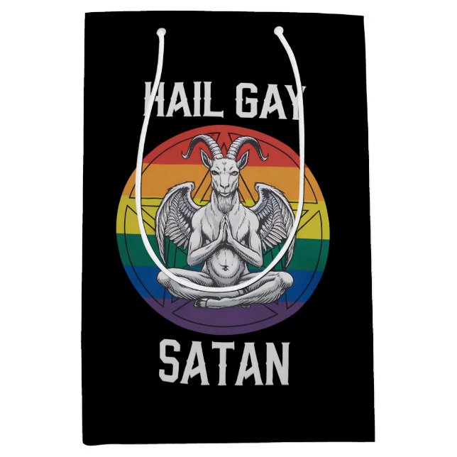 Bolsa De Regalo Mediana Hail Gay Satan Funny Gótico Gothic Goat LGBTQ (Anverso)