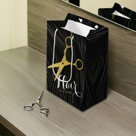 Bolsa De Regalo Mediana Hair Salon Hairstylist modernas tijeras de oro neg