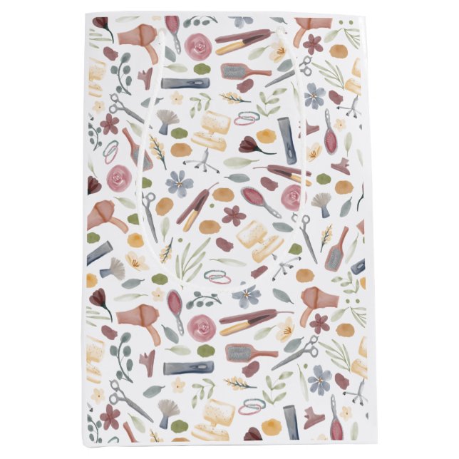 Bolsa De Regalo Mediana Hair Stylist | Patrón | Acuarela (Anverso)