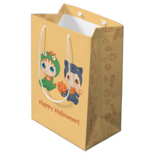 Bolsa De Regalo Mediana Halloween Babies Black Cat Dragon Costume