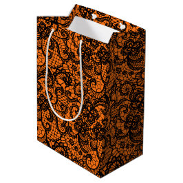 Bolsa De Regalo Mediana Halloween Black Lace On Naranja