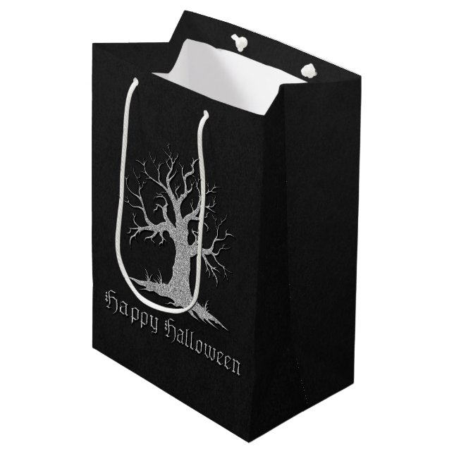 Bolsa De Regalo Mediana Halloween con árbol plateado (Angulo Anverso)