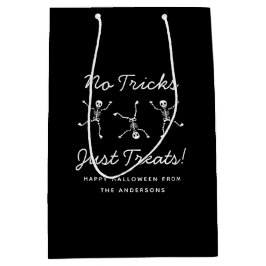 Bolsa De Regalo Mediana Halloween con esqueleto dibujado con mano blanca y