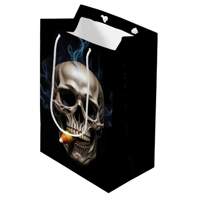 Bolsa De Regalo Mediana Halloween Cumpleaños Smoull Skull Biting Candy Cor (Angulo Anverso)