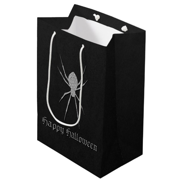 Bolsa De Regalo Mediana Halloween de araña plateada (Angulo Anverso)