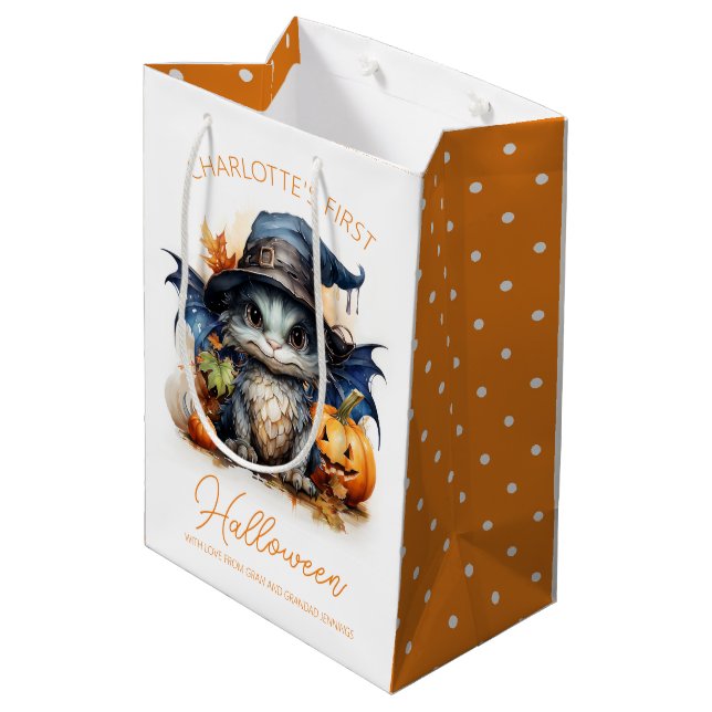 Bolsa De Regalo Mediana Halloween de Personalizable acuático Baby Dragon (Angulo reverso)