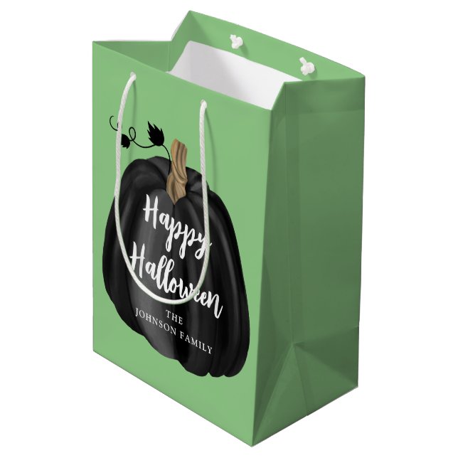 Bolsa De Regalo Mediana Halloween elegante de calabaza negra (Angulo reverso)