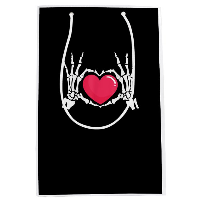 Bolsa De Regalo Mediana Halloween en Skeleton Hand Heart (Anverso)