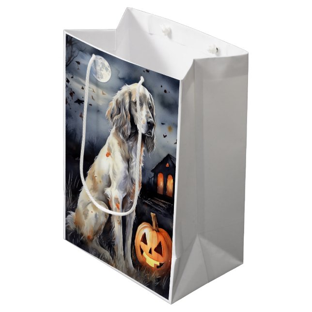 Bolsa De Regalo Mediana Halloween English Setter with Pumpkins Scary (Angulo Anverso)
