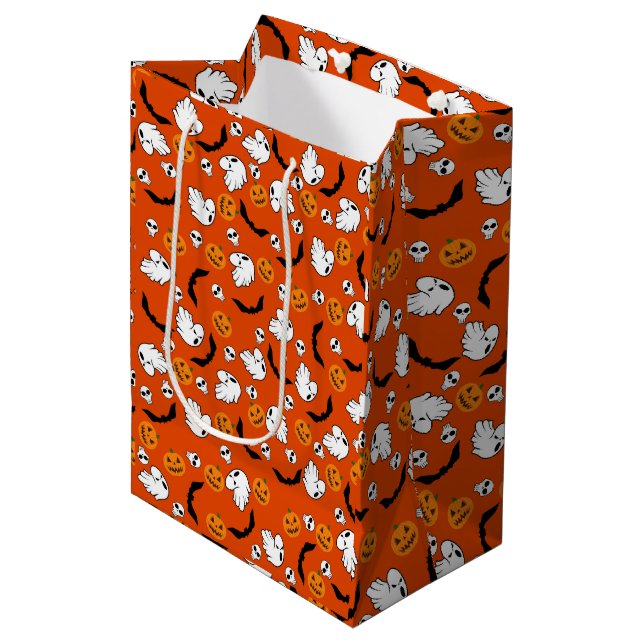 Bolsa De Regalo Mediana Halloween Ghost Bats Skumpkin (Angulo Anverso)