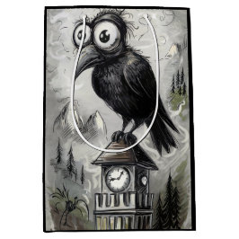 Bolsa De Regalo Mediana Halloween Gótico Black Crow & Tower Spooky