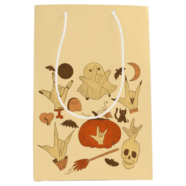 Bolsa De Regalo Mediana Halloween ILY - Diseño ASL (Anverso)