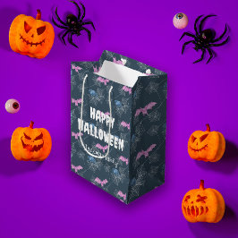 Bolsa De Regalo Mediana Halloween lindo con arañas y murciélagos, personal