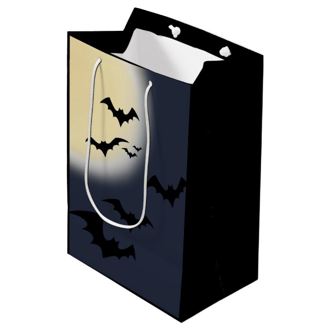 Bolsa De Regalo Mediana Halloween Luna Completa Con Bats (Angulo Anverso)