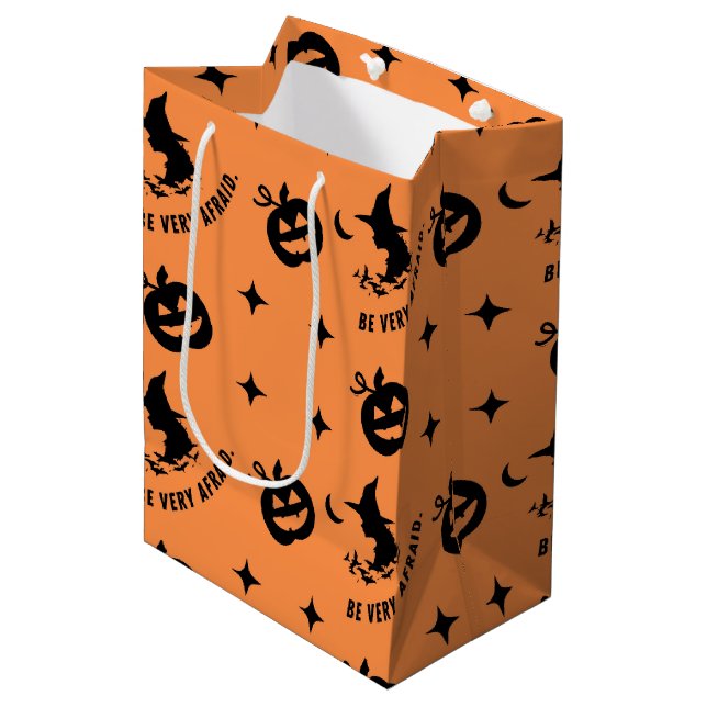 Bolsa De Regalo Mediana Halloween Naranja Black Spookkin Bitch (Angulo Anverso)