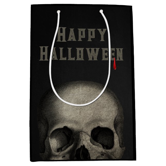 Bolsa De Regalo Mediana Halloween Party Spooky Skull (Anverso)