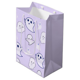 Bolsa De Regalo Mediana Halloween púrpura de fantasmas blancos súper adora