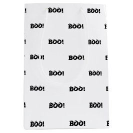 Bolsa De Regalo Mediana Halloween Scary Boo! eyeballs blanco negro patrón