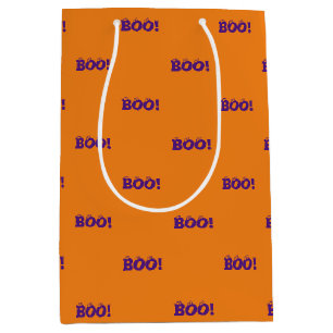 Bolsa De Regalo Mediana ¡Halloween Scary Boo! naranja púrpura de globos oc