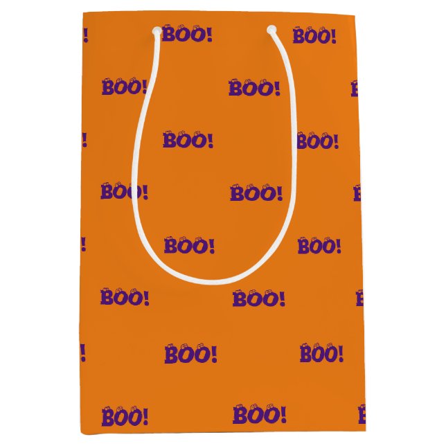 Bolsa De Regalo Mediana ¡Halloween Scary Boo! naranja púrpura de globos oc (Anverso)