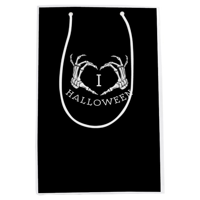 Bolsa De Regalo Mediana Halloween Skeleton Heart Fall (Anverso)