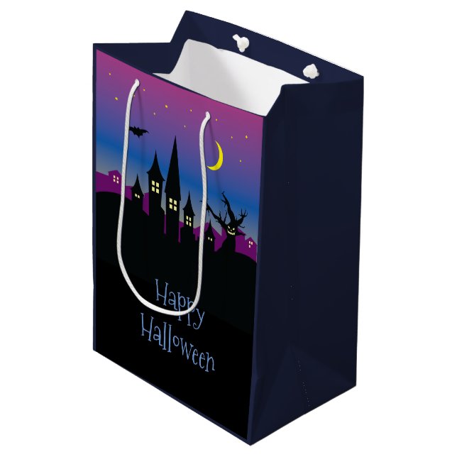 Bolsa De Regalo Mediana Halloween Spooktacular Creepe Haunted House Fiesta (Angulo Anverso)
