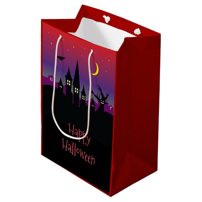 Bolsa De Regalo Mediana Halloween Spooktacular Creepular Haunted Castle Fi (Angulo Anverso)