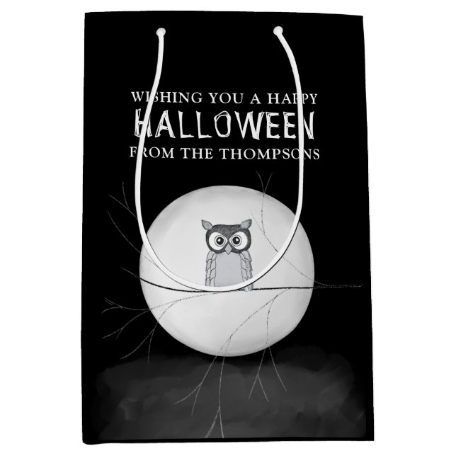 Bolsa De Regalo Mediana Halloween Spooky Scary Creepy Whimsical Owen (Anverso)