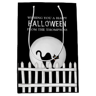 Bolsa De Regalo Mediana Halloween Spooky Scary Spooky Black Cat