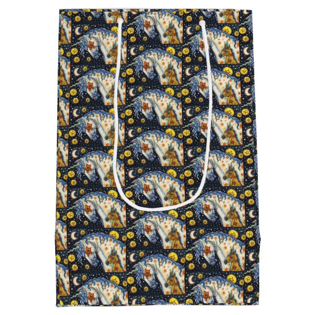 BOLSA DE REGALO MEDIANA HALLOWEEN UNICORNS, STAR HORSE & COLT FANTASY (Reverso)