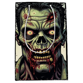 Bolsa De Regalo Mediana Halloween Zombie y Spiderwebs espeluznantes