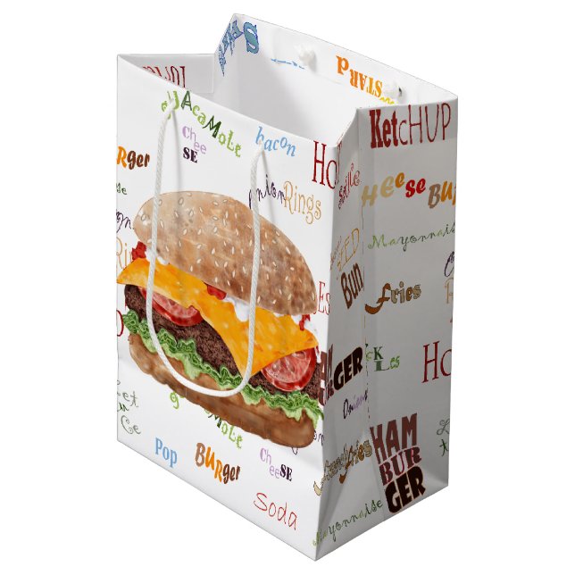 Bolsa De Regalo Mediana Hamburguesa Queso Fast Food BBQ Diner (Angulo Anverso)