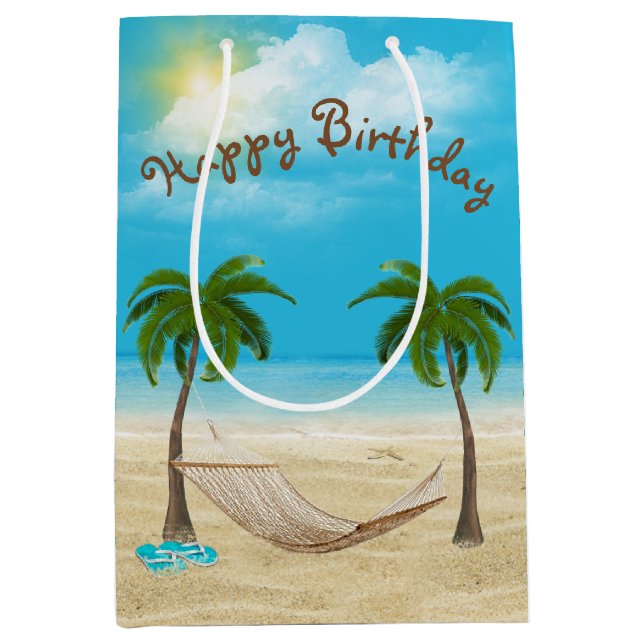 Bolsa De Regalo Mediana Hammock en Beach Birthday (Anverso)