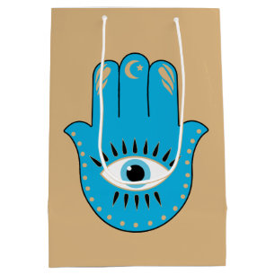 Bolsa De Regalo Mediana Hamsa Hand Greek Evil Eye Blue