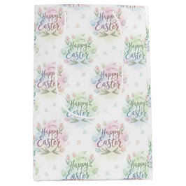 Bolsa De Regalo Mediana Hand-Lettered Happy Easter Watercolor