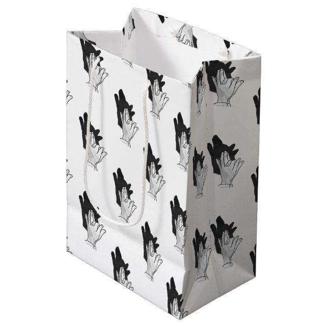 Bolsa De Regalo Mediana Hand Silhouette Wolf (Angulo Anverso)